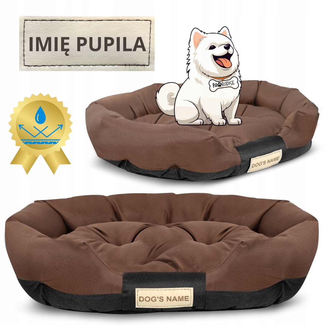 Levně pelíšek pro psa Kotec L se jménem Potah Pohovka 100x75 cm Hnědá Oval