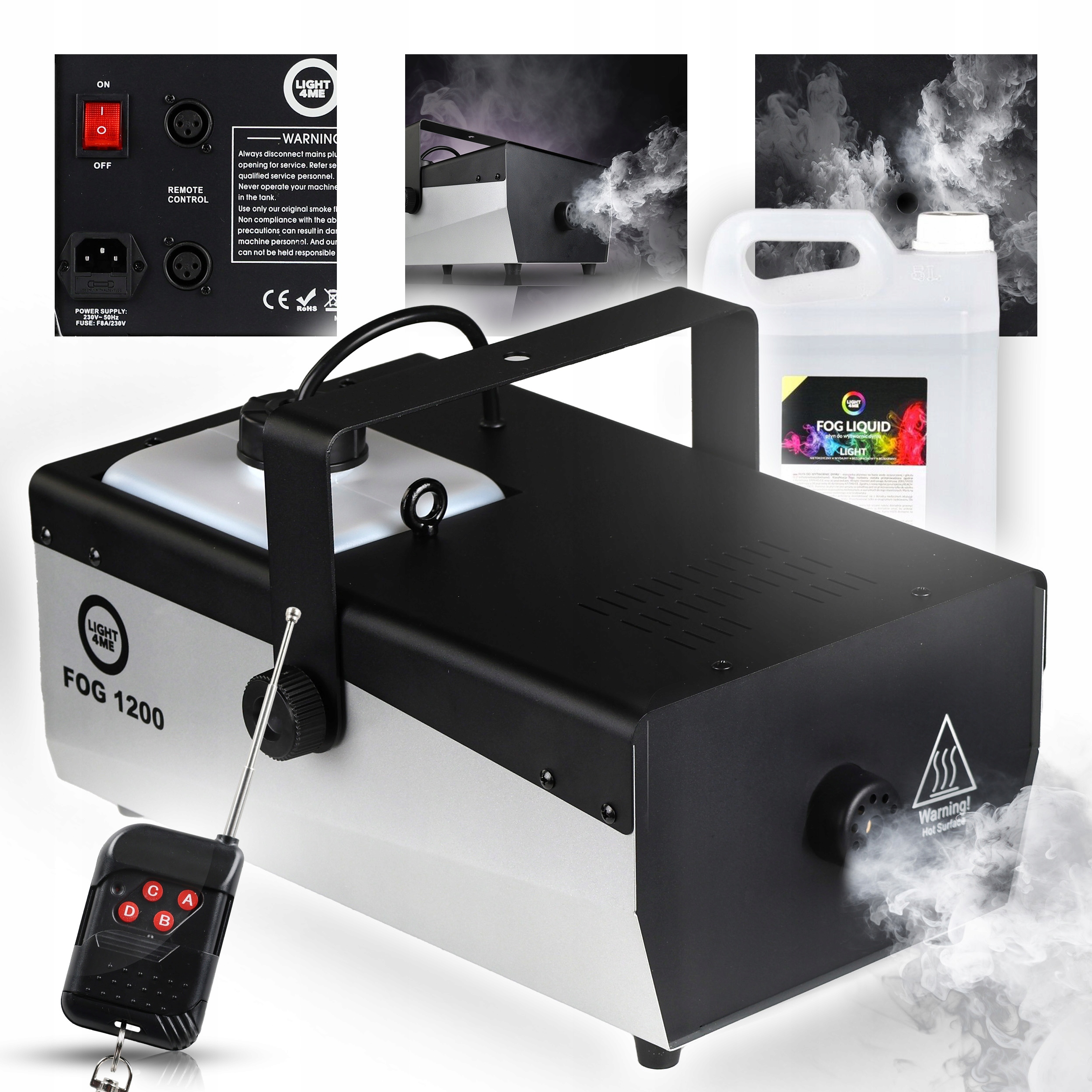 Výrobník Kouře, Mlha, Kouřová Mašina LIGHT4ME Fog 1200W Dálkové Ovládání Kapalina
