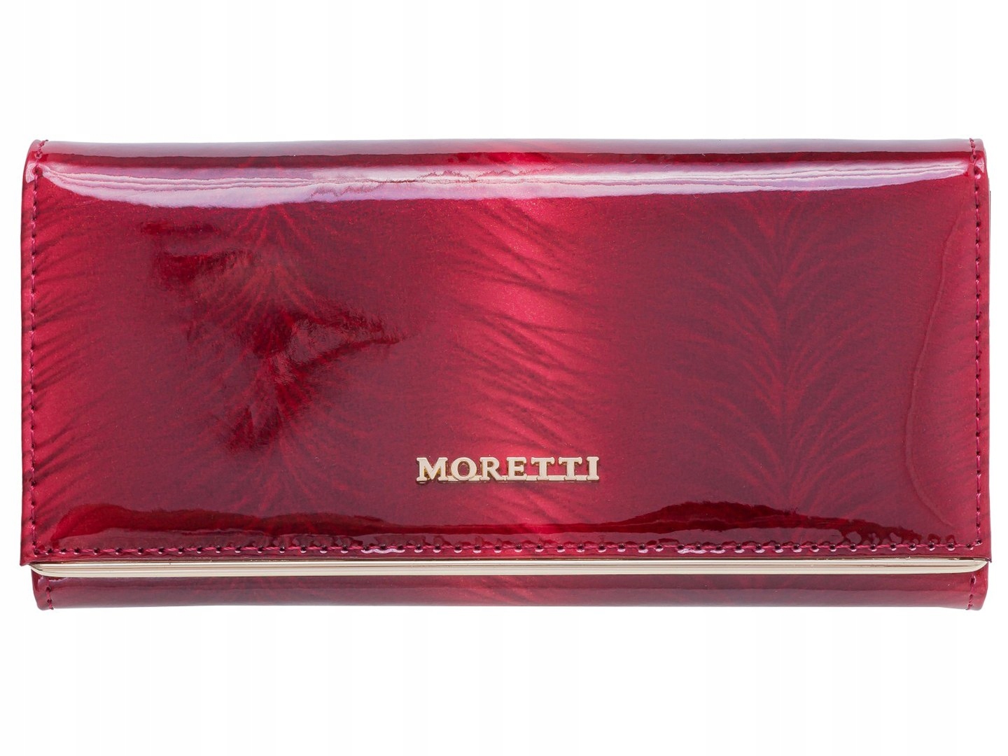 Dámská kožená peněženka Moretti červená lakovaná, 8 přihrádek na karty