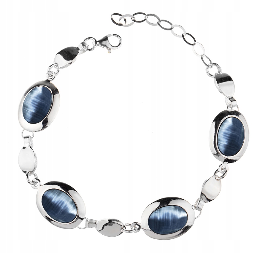 

Srebrna Bransoletka Z Szarymi Uleksytami pr.925!