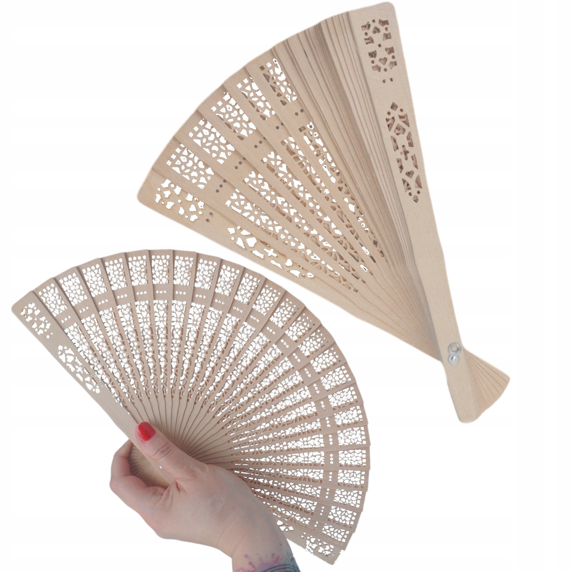 WACHLARZ JAPOŃSKI SKŁADANY DREWNIANY AŻUROWY