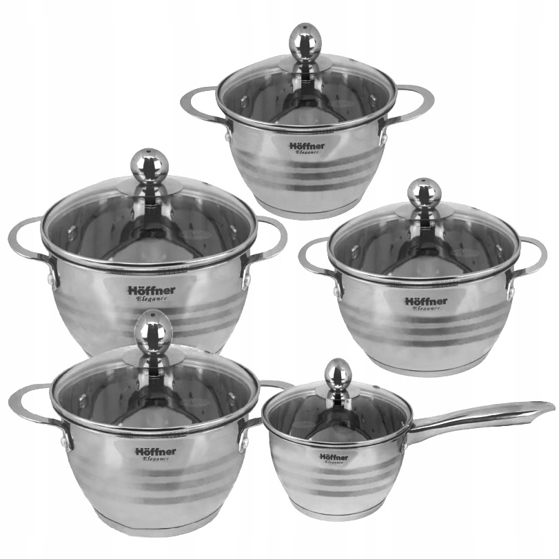 Súprava Hrncov Hoffner Elegance Steel, 10 ks , Plyn Indukcia