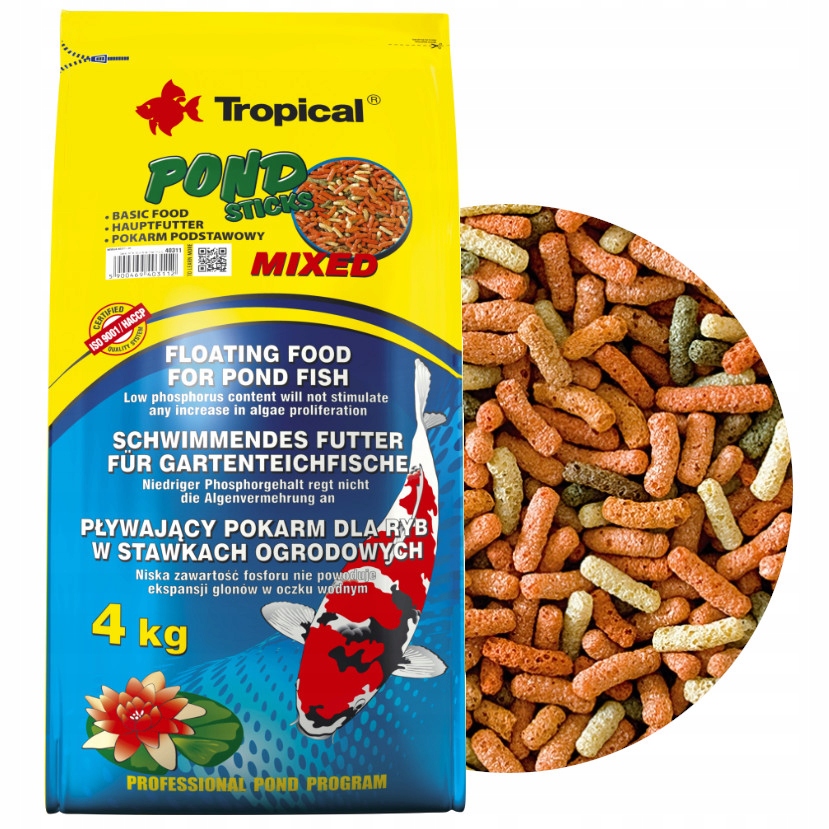 Tropical Pond Sticks Mixed 4kg worek 50l pływające pałeczki dla ryb w oczku