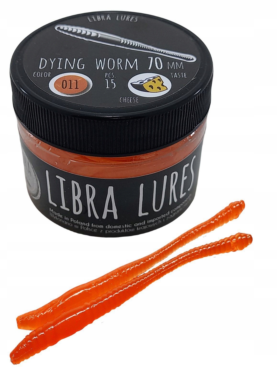 Libra Lures Dying Worm 011 Hot Orange Kryl 7cm Długość (cm): 7, Smak: Kryl