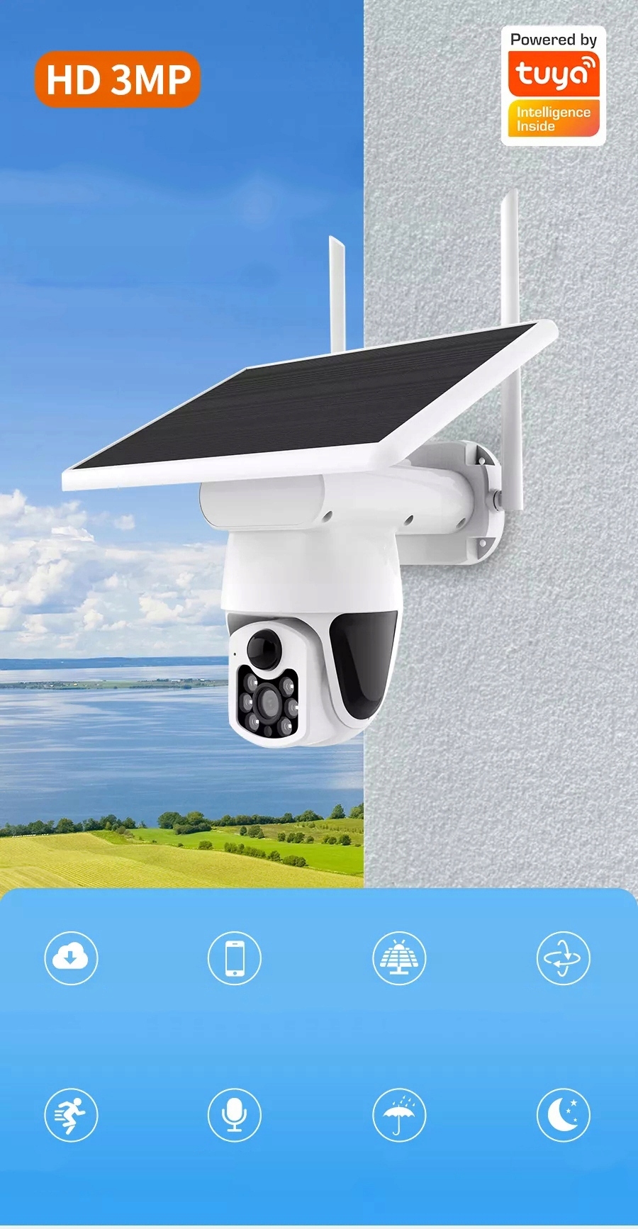 KAMERA ZEWNĘTRZNA OBROTOWA WIFI 2K 3MP 3MPX TUYA Marka Inna