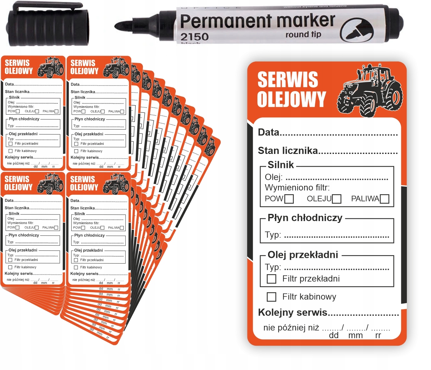 Naklejki serwisowe warsztatowe, pojazdy rolnicze 100 szt