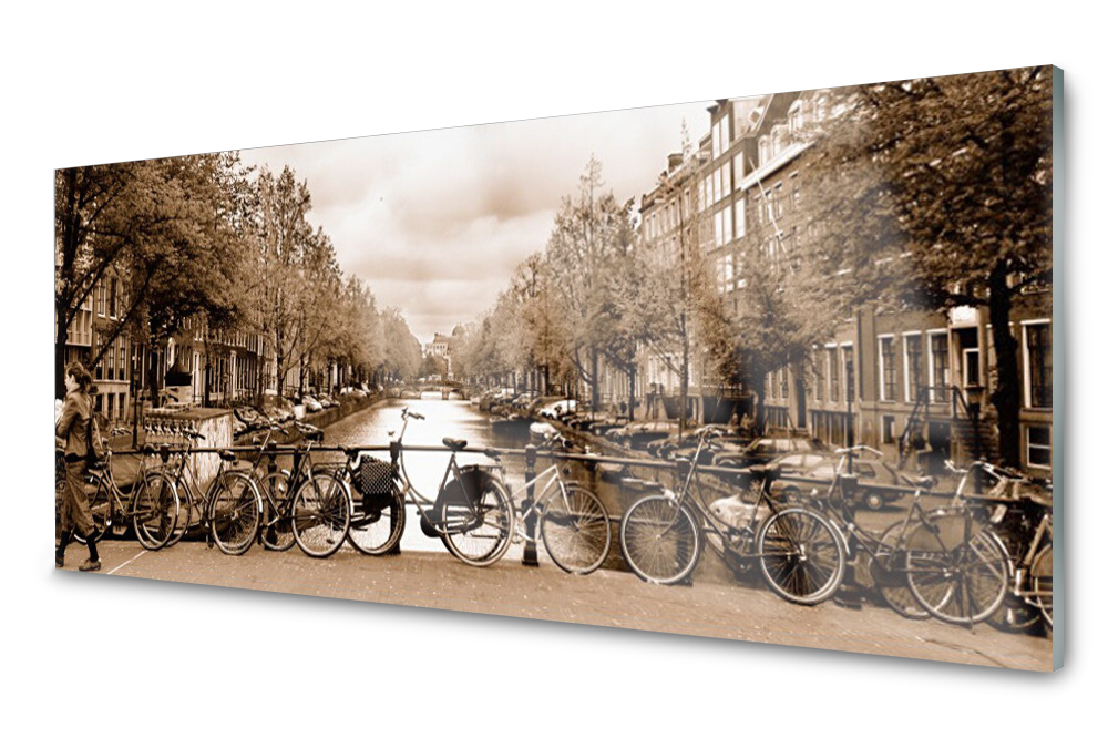 

Panel szklany do kuchni Rzeka Rower Drzewa 125x50