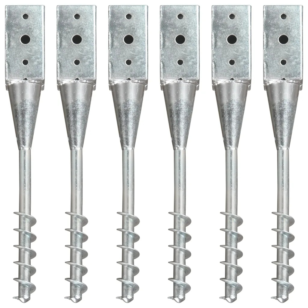 Kotvící hroty 6 ks stříbrné 7 x 7 x 56 cm pozinkovaná ocel 145436