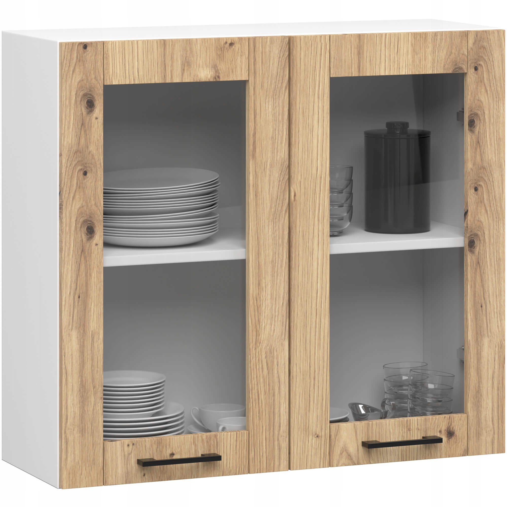 Skriňa Oliwia Vitrína W80 H720 Biela Dub Artisan Akd