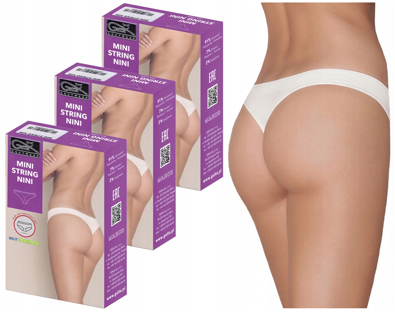 

3 X Gatta Mini Stringi Nini Bezszwowe Białe L
