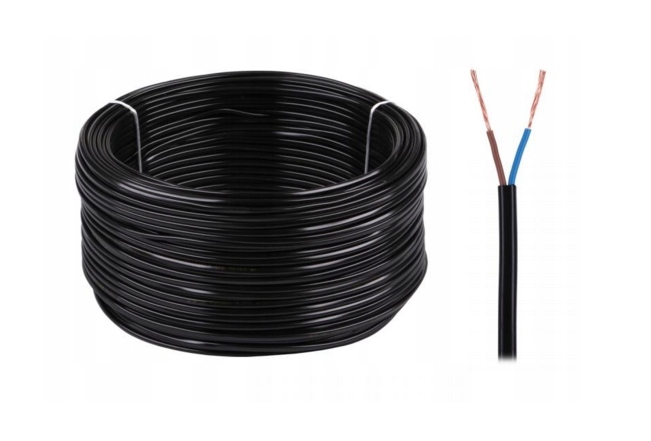 PRZEWÓD KABEL PŁASKI OMYp H03VVH2F 2x1 Czarny 1m Marka Elektrokabel