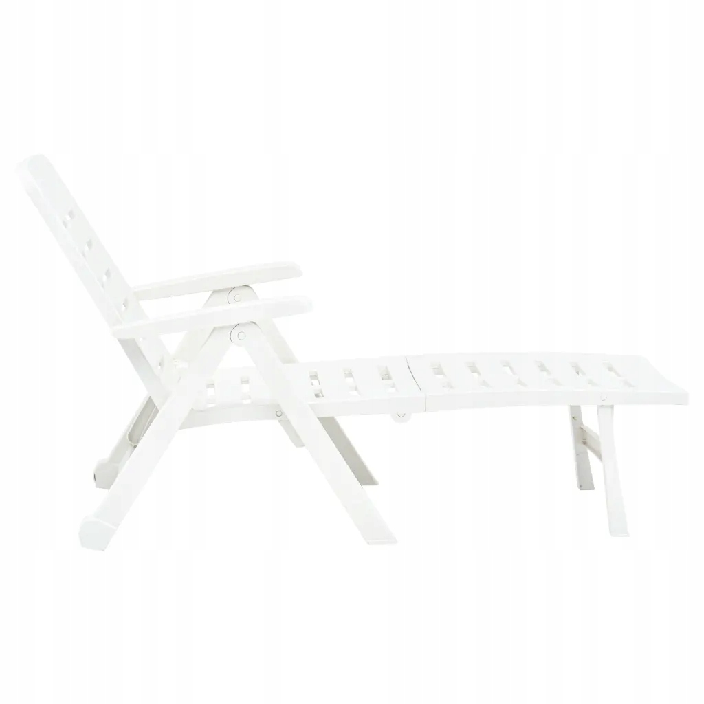 Składany leżak, plastikowy, biały Model 48754