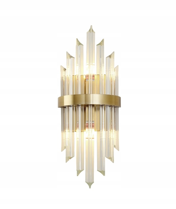 Duży Kinkiet kryształowy lampa kryształowa ścienna złoty połysk 55x23 cm