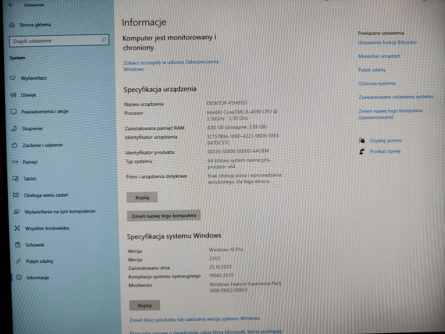 HP EliteDesk 800 G1 SFF 3,2GHz i5-4590 4GB 500gb W10 Marka HP