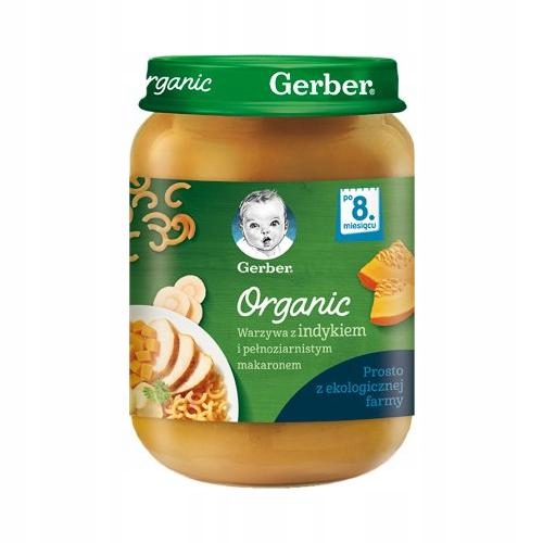 Gerber organic warzywa, indyk, makaron 190g