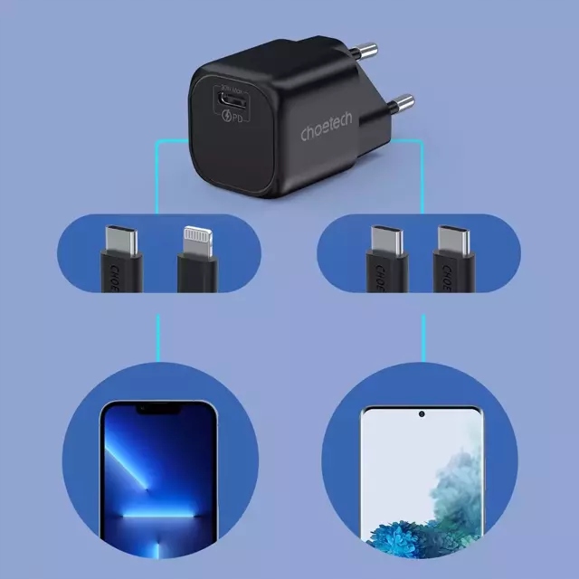 CHOETECH ŁADOWARKA SIECIOWA GAN USB-C PD 20V 30W Marka Choetech