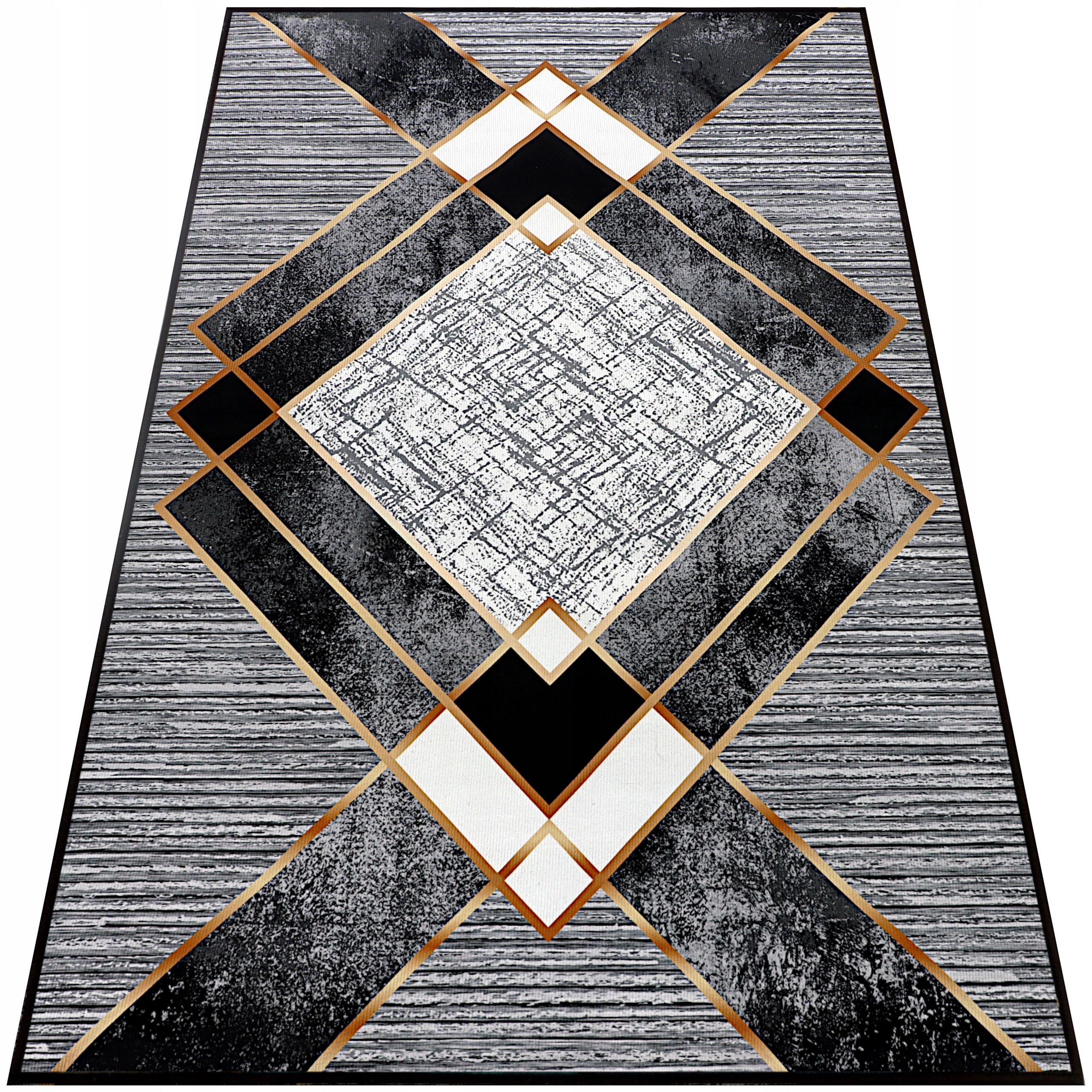 Koberec Do Obývačky 160x230 Moderný Šedý Módny Zlatý Veľký Možno Prať Podložku