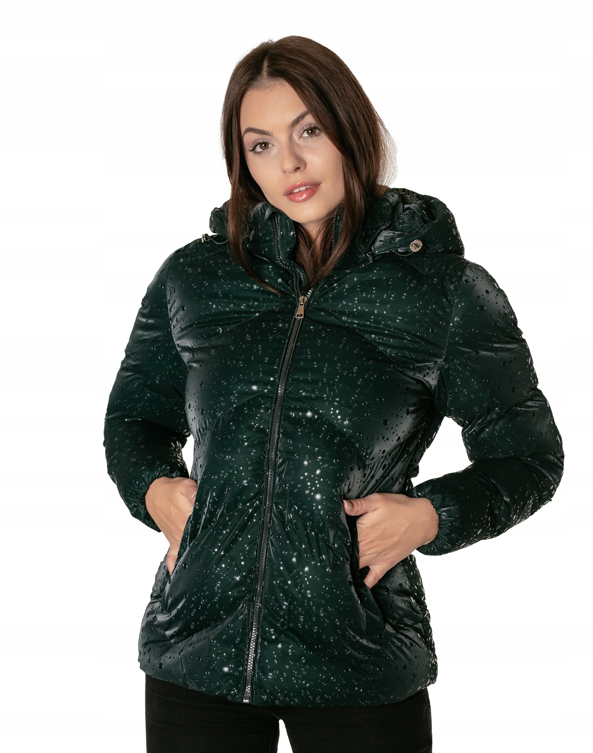 Teplá dámská zimní zateplená péřová bunda s prošíváním, zateplená, velikost 36031-2 XL