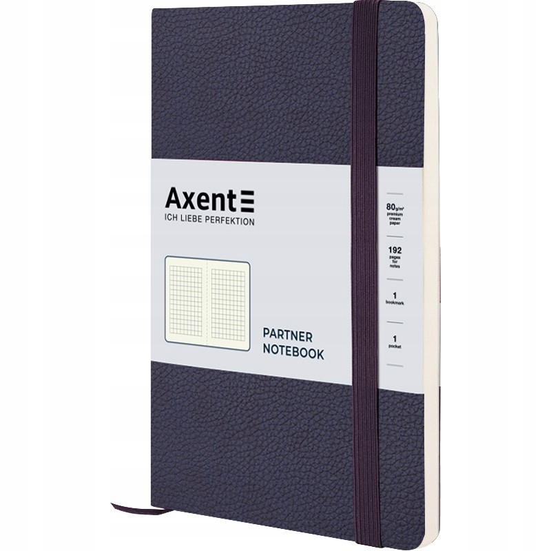 Notatnik 125x195, 96 kartek kratka niebieski, soft skin, Axent
