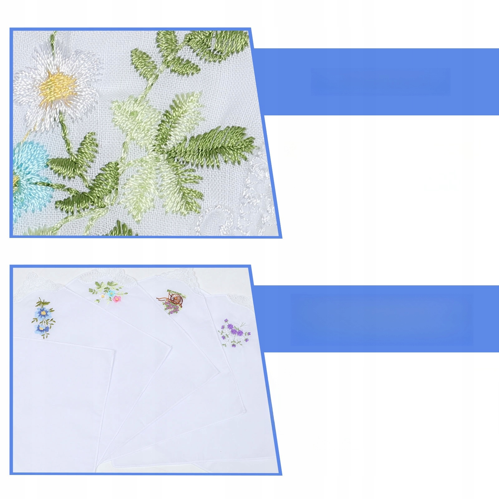 CHUSTECZKI HAFTOWANE DAMSKIE 6 SZT. Szerokość produktu 28 cm