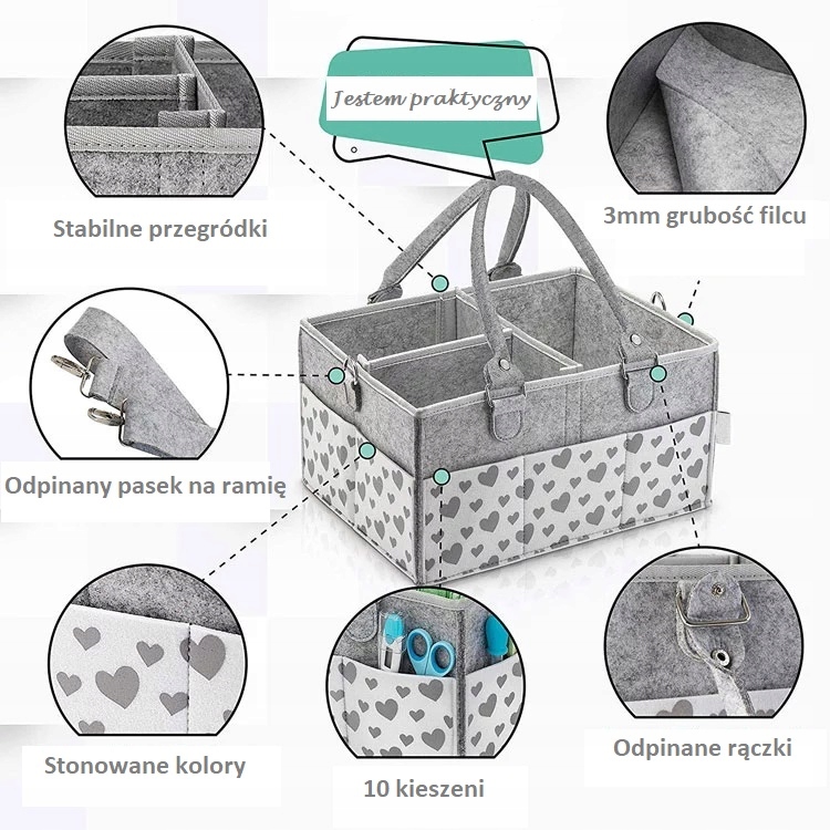 ORGANIZER NA PIELUSZKI KOSMETYKI ZABAWKI PODRÓŻNY Marka TRdesign