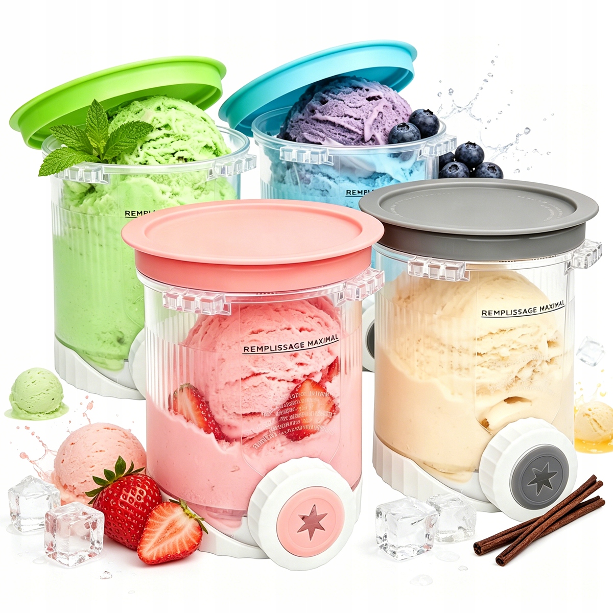 4X Pojemnik Na Lody Do Lodów 480ML Z Pokrywką Do Ninja Creami NC701 NC700