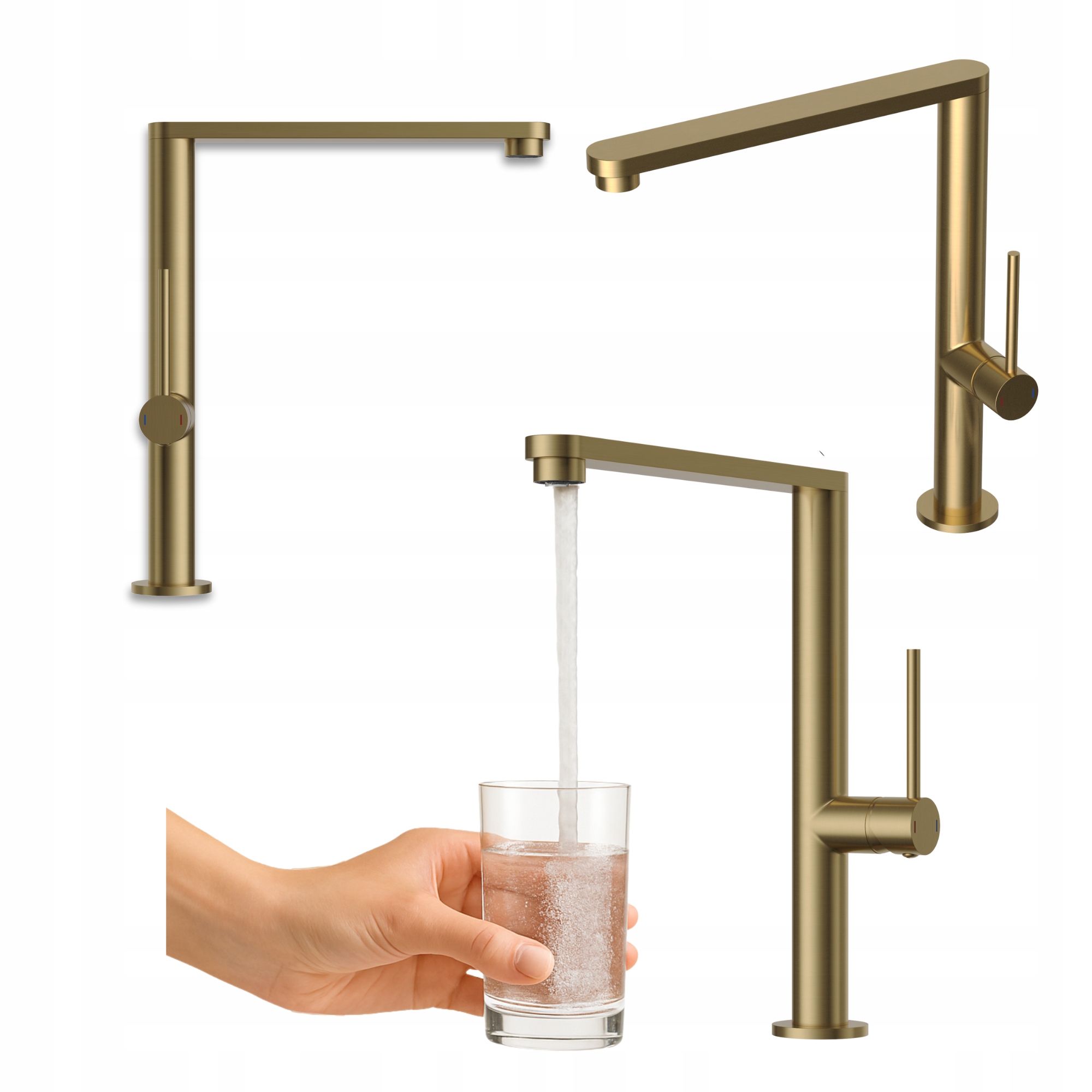 Zlatá brúsená kuchynská batéria, výtokový kuchynský kohútik Velmo