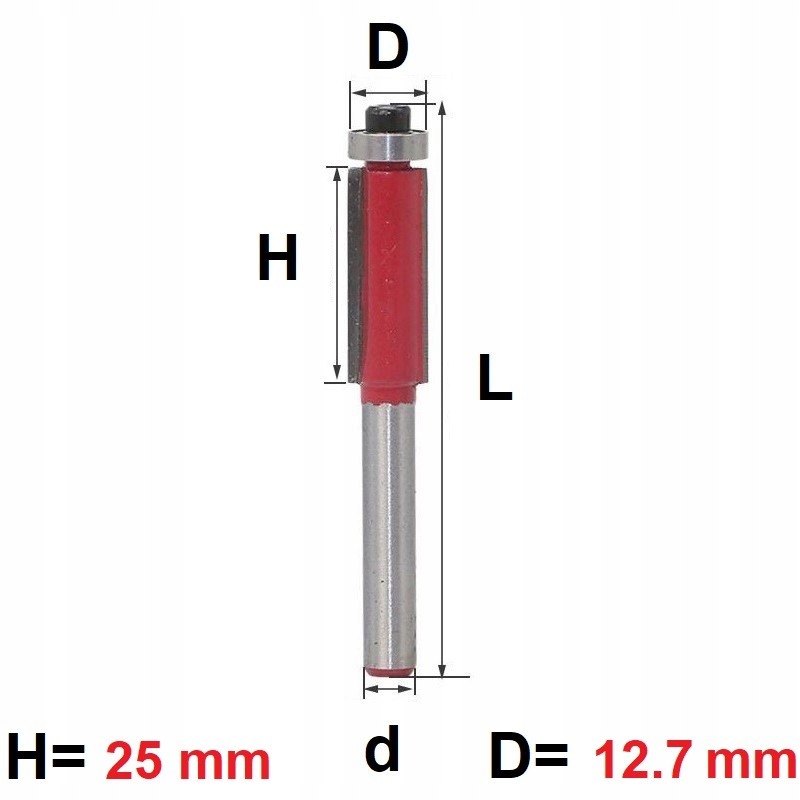 

Frez prosty do drewna Vhm 12,7 chwyt 6 z łożyskiem