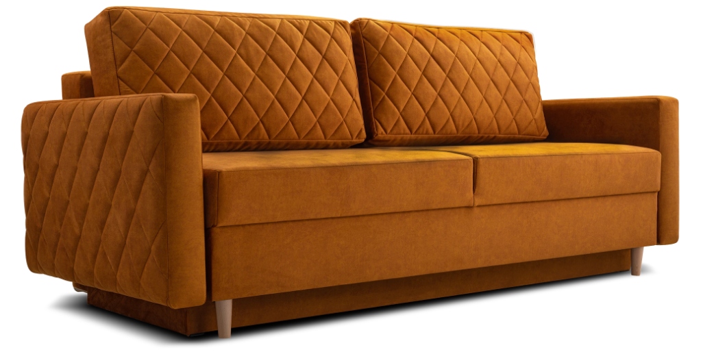 Rozkládací pohovka Lenola oranžová Noel 12 velur pohodlná Výrobce