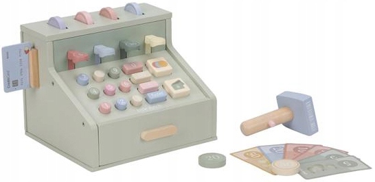 Little Dutch Kasa Sklepowa Retro Drewniana +pieniądze Terminal Skaner Karta