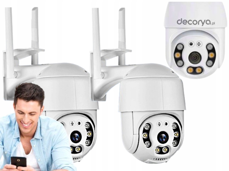 2x WiFi otočná kamera IP66 Zoom Full Hd 360 Monitorování domu zahrady a terasy