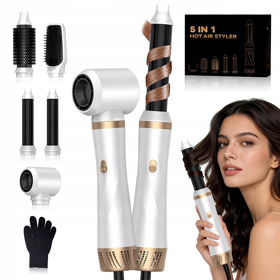 Szczotka Do Włosów Air Styler 5 W 1 Zestaw Suszarka Z 5 Akcesoriami 1000W