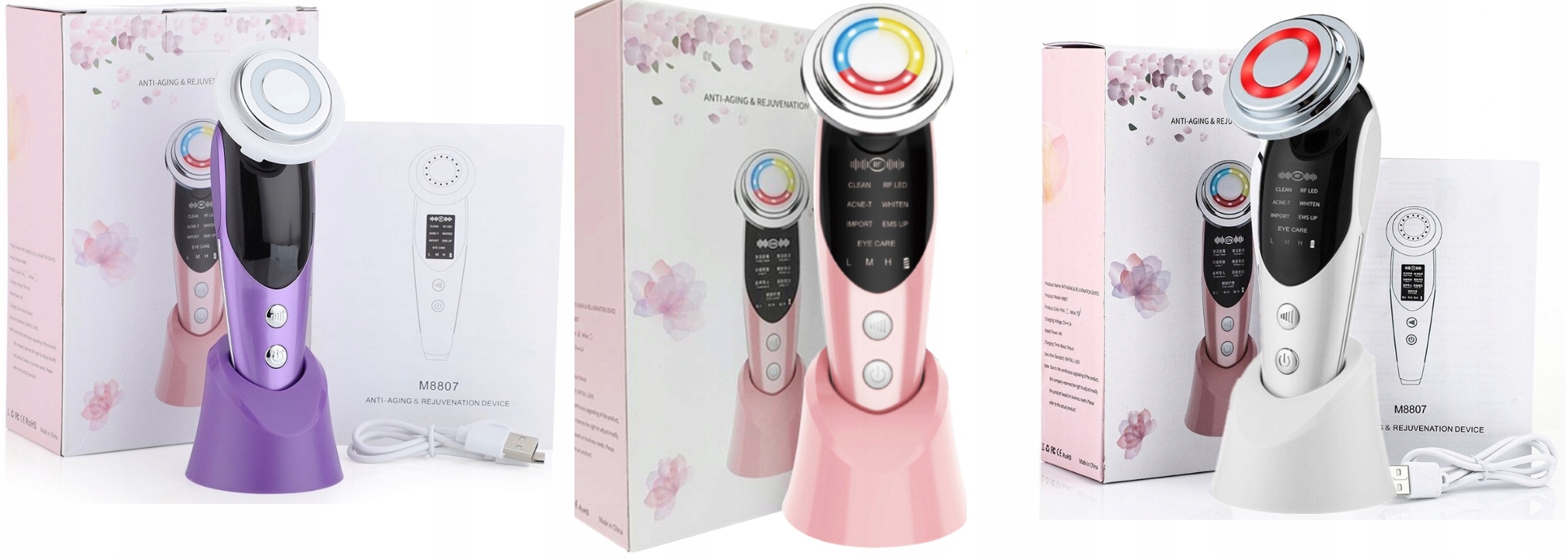 AMAZEFAN 7W1 MASAŻER LED MEZOTERAPIA EMS RF GRATIS Moc 4 W