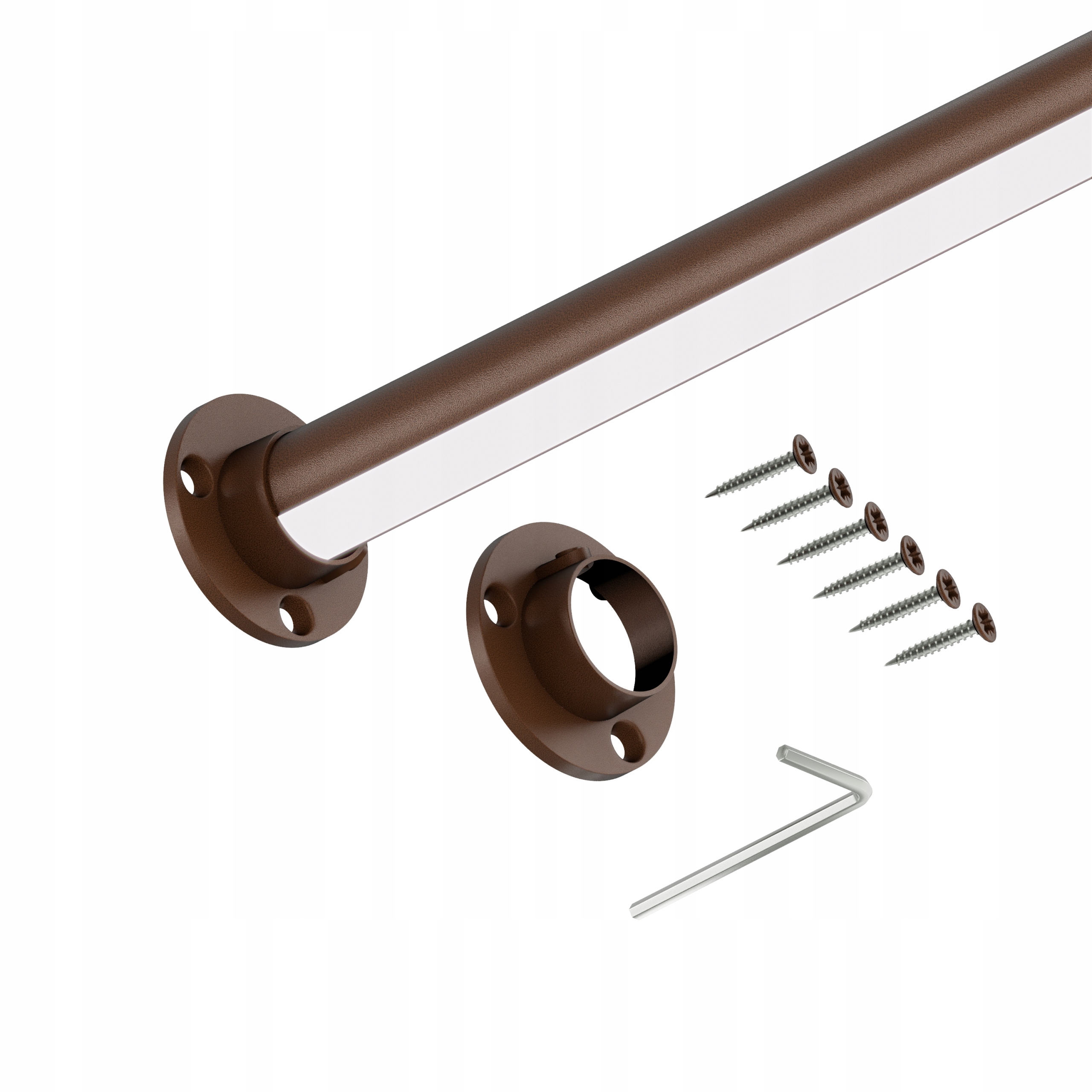 Tyč do šatní skříně na oblečení, průměr 25 mm, hnědá, 200 cm, Led Pro I