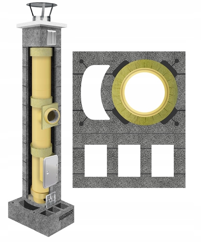Keramický komínový systém fi 180 11 m, sada 60 x 50 cm, kompletní 4W