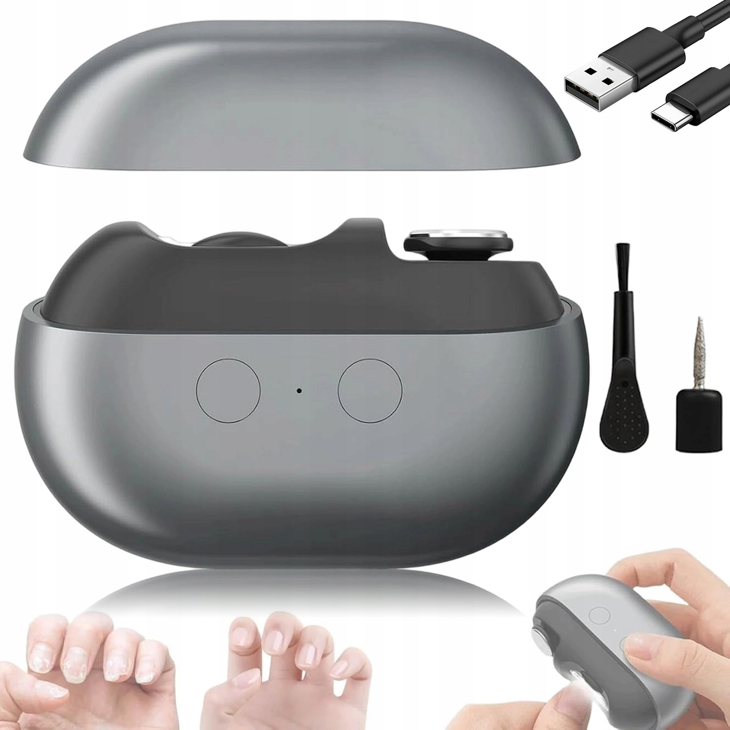 3V1 Elektrický Přenosný Pilník Na Nehty Pro Miminka S Usb, Tichý