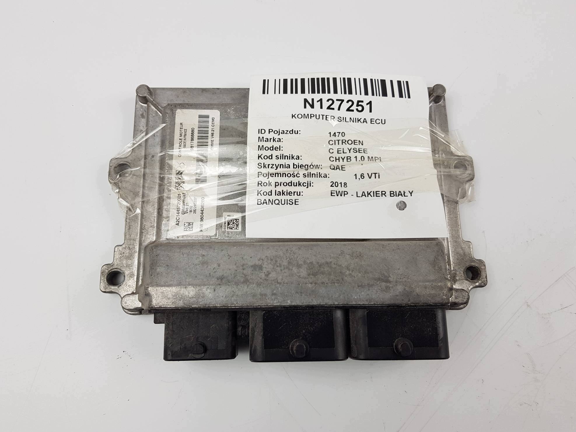 computer motore ECU 9804436280 12-00526-20 CITROEN C ELYSEE