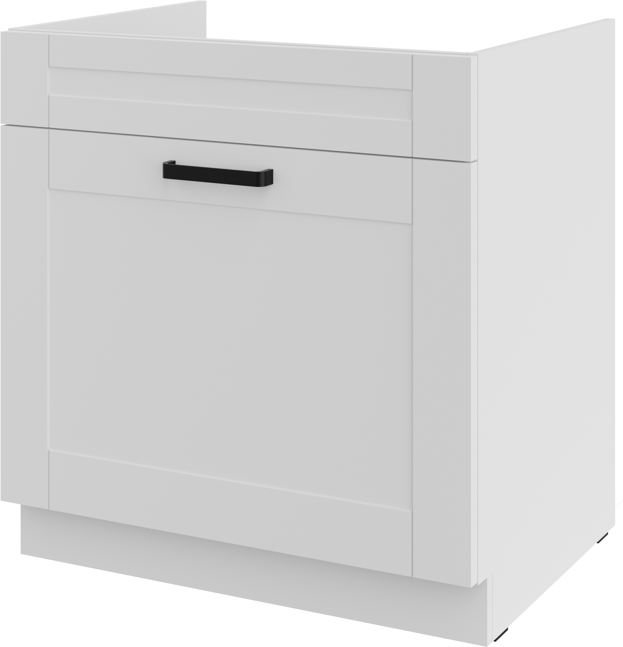 Kuchyňská skříňka 80 s dřezovou zásuvkou, do dřezu. bílá, frézovaná přední část.