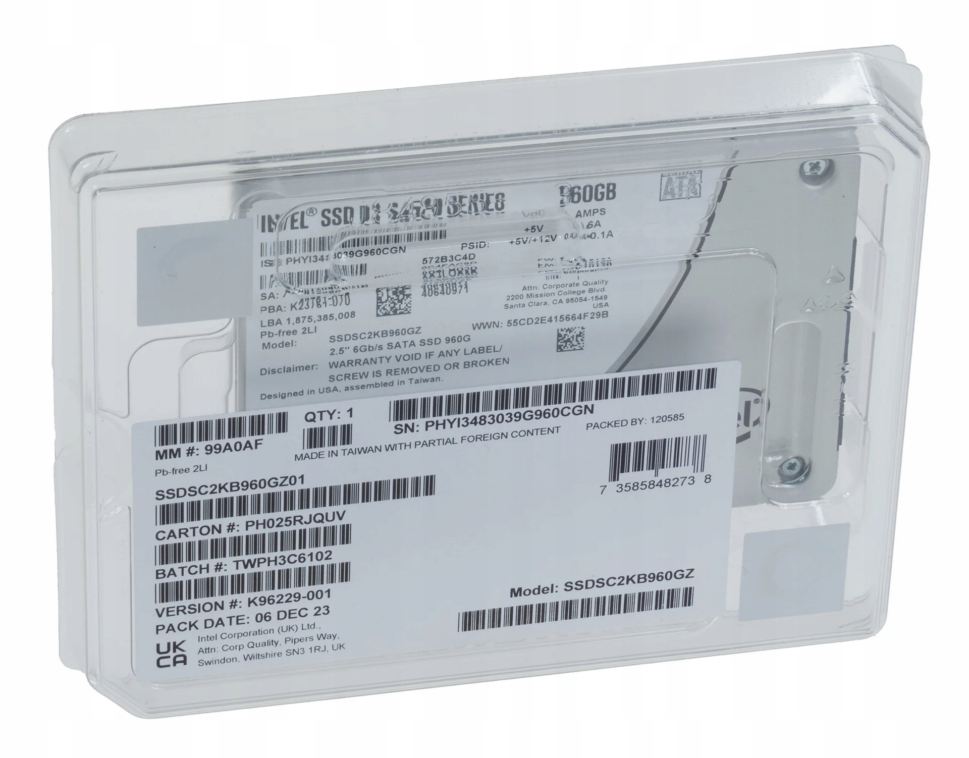 Nowy Dysk Intel 960GB Ssd Sata 6Gb 2,5" D3-S4520 SSDSC2KB960GZ