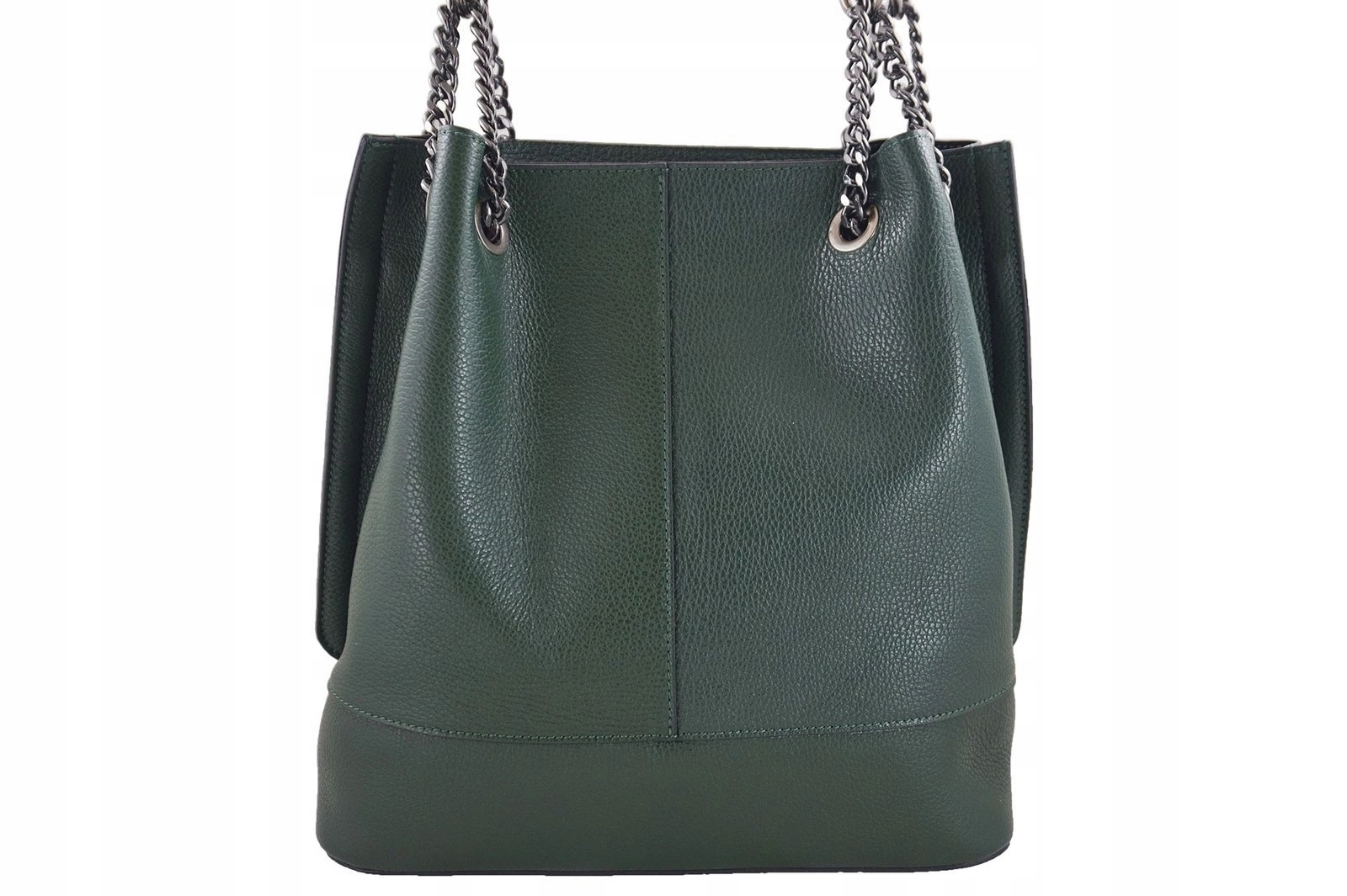 Módní dámská kožená kabelka shopperka italská zelená tmavá