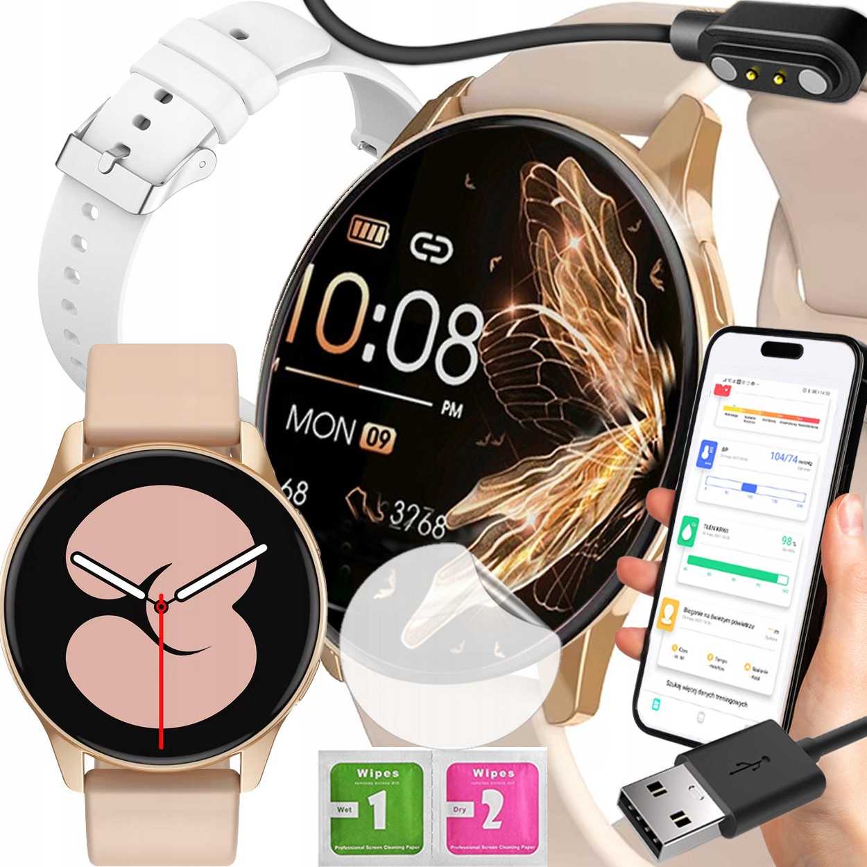 Chytré Hodinky Hodinky Pl Menu Hovory Sport Smart Watch Dámské Pink 2 Řemínky