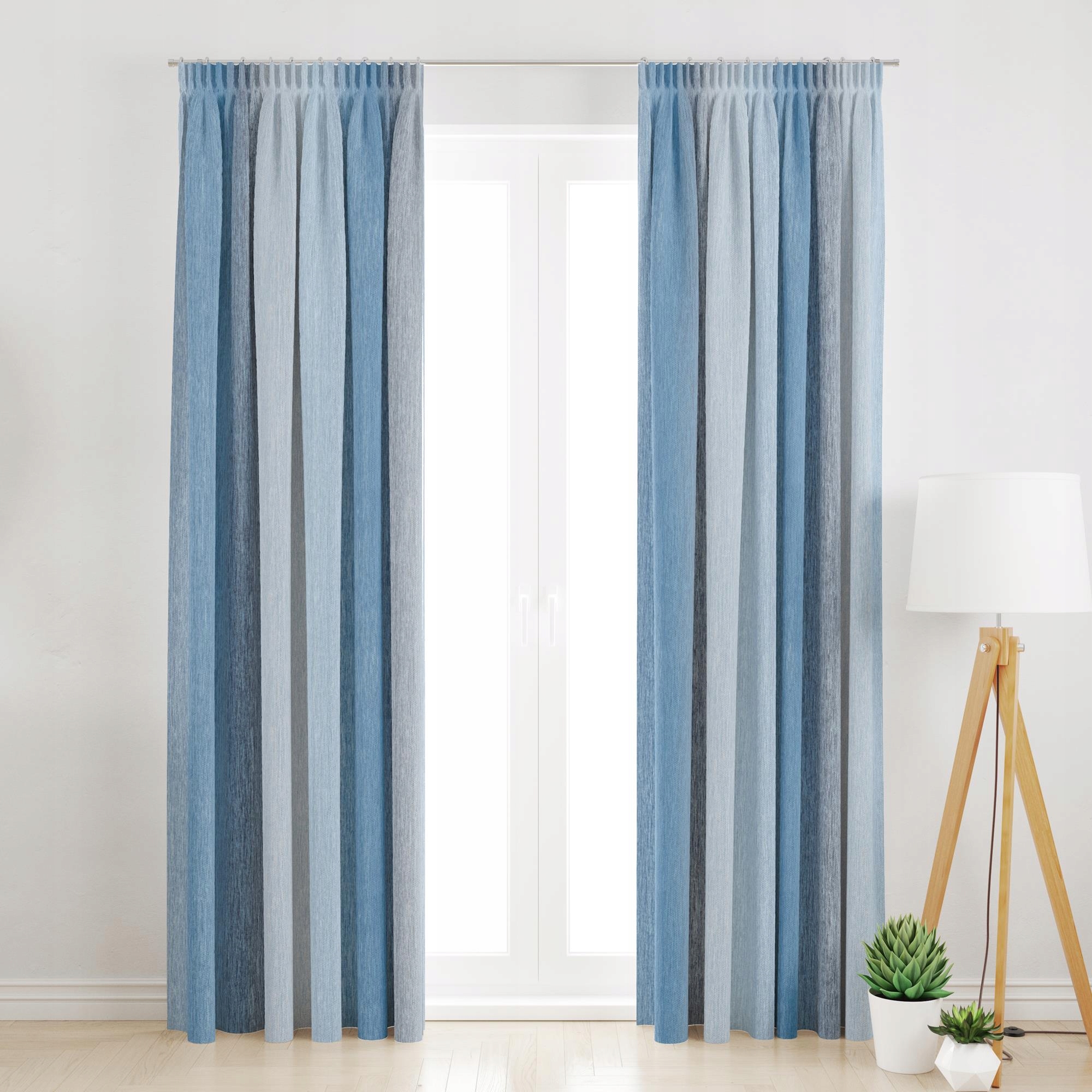 

Zasłona Na Taśmie W Niebieskie Ombre 145x260