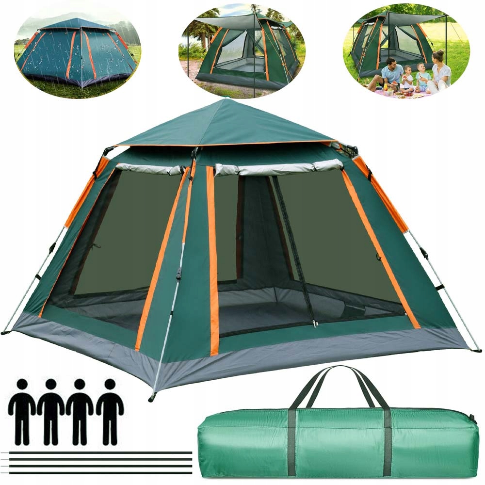 Namiot Turystyczny 4 Osobowy Automatyczny Samo Rozkładający Się Duży Zestaw