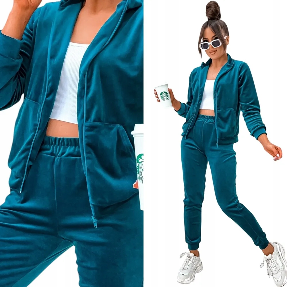 Dámská Teplákovka tepláková souprava bez kapuce S/m, tyrkysová