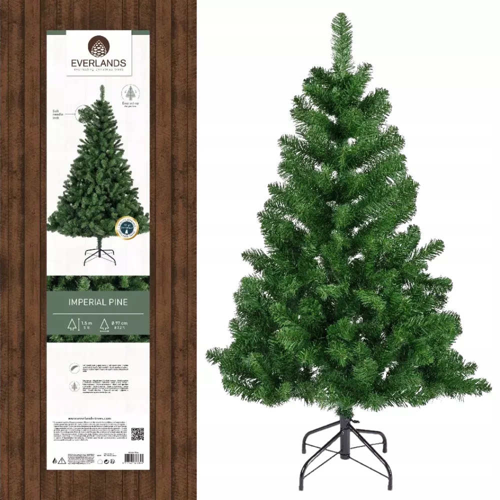 Umelý vianočný stromček ako živý, malá Borovica 150cm zelená kovový stojan