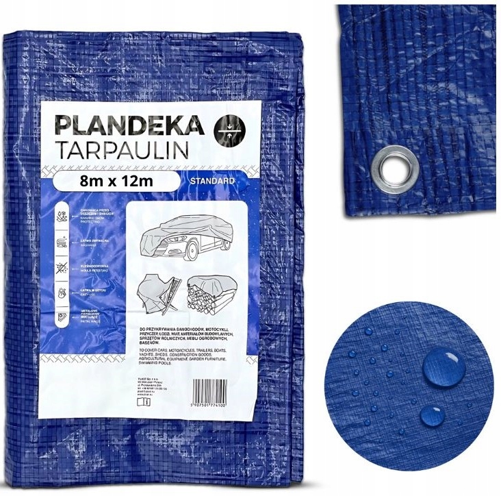 Ochranná plachta 8x12 m Modrá Pevná 55 g/m² Voděodolná s očky