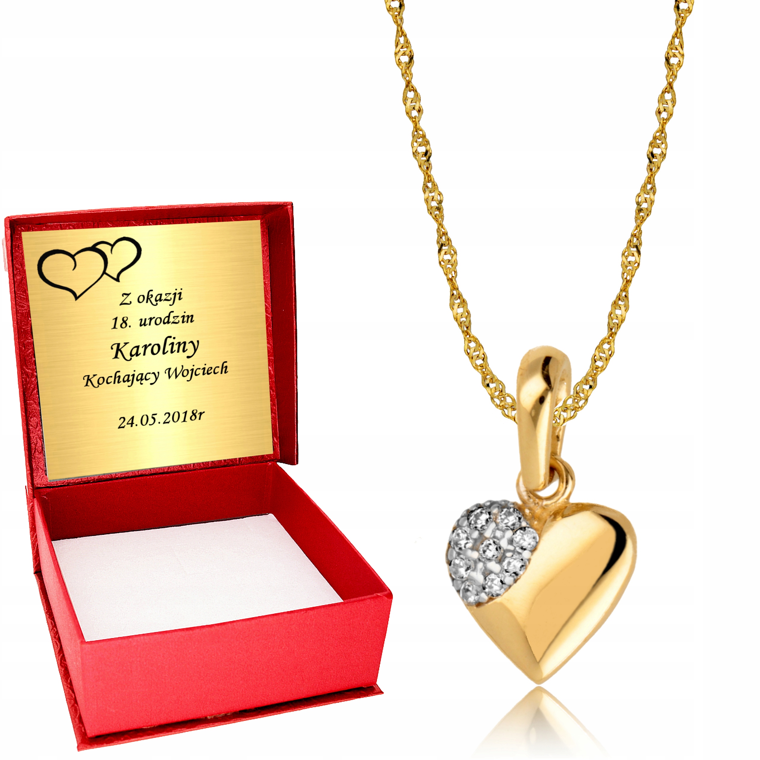 

Złoty Łańcuszek 585 Serce Serduszko Grawer