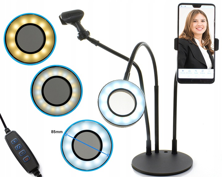 NOWOCZESNA LAMPA LED PIERŚCIEŃ NA TELEFON+PILOT Kod producenta H_2926