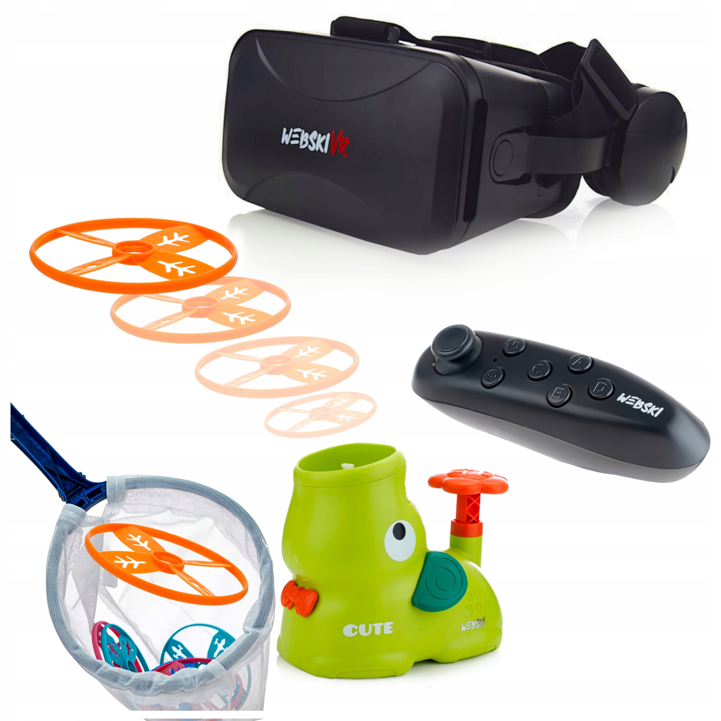 Brýle Vr 3D 360 Stupňů+gamepad+pneumatický Vystřelovač Steppy Disků