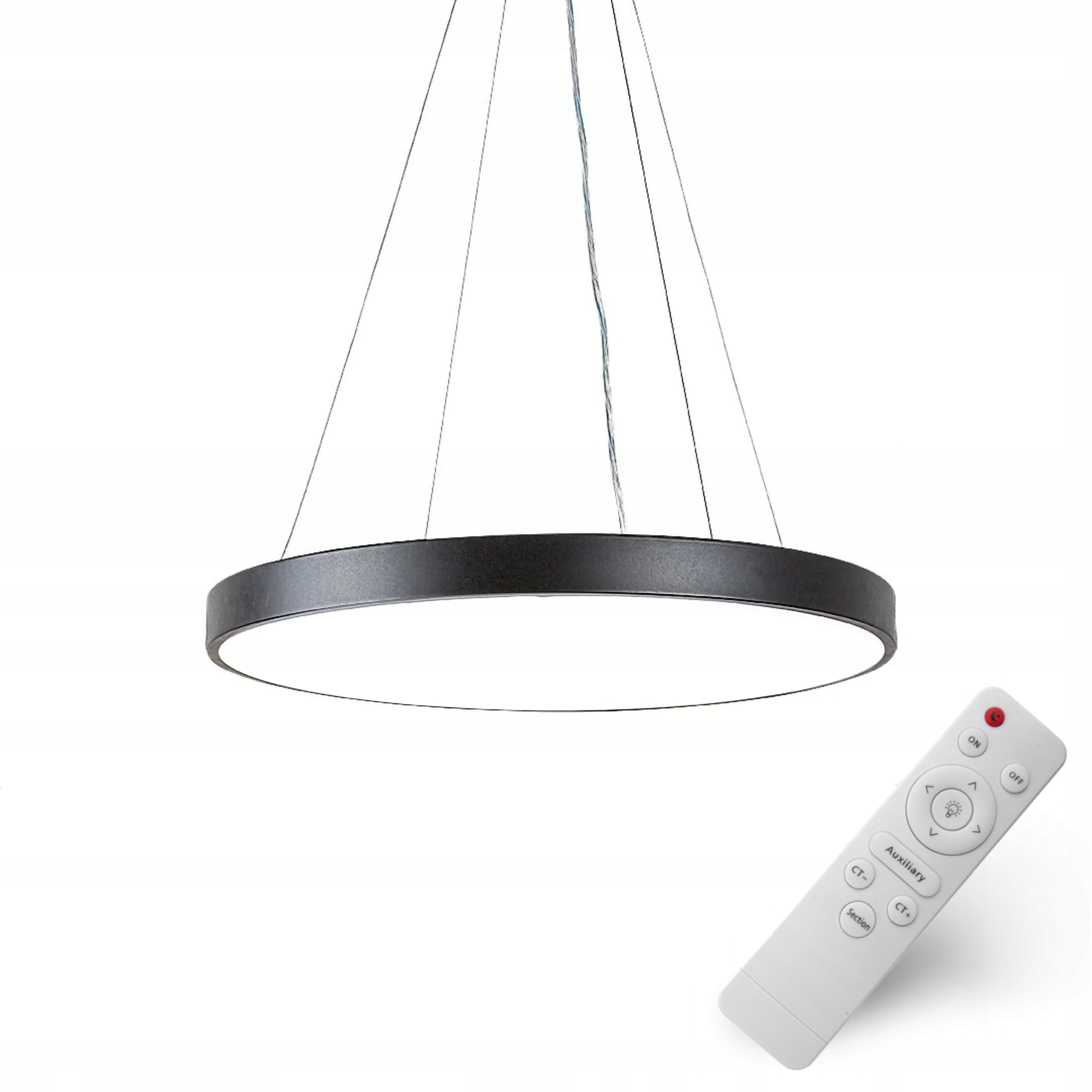 Stropná Lampa Stropné Svietidlo 48 CM Led Luster Okrúhla Čierna S Pilotom Variabilná